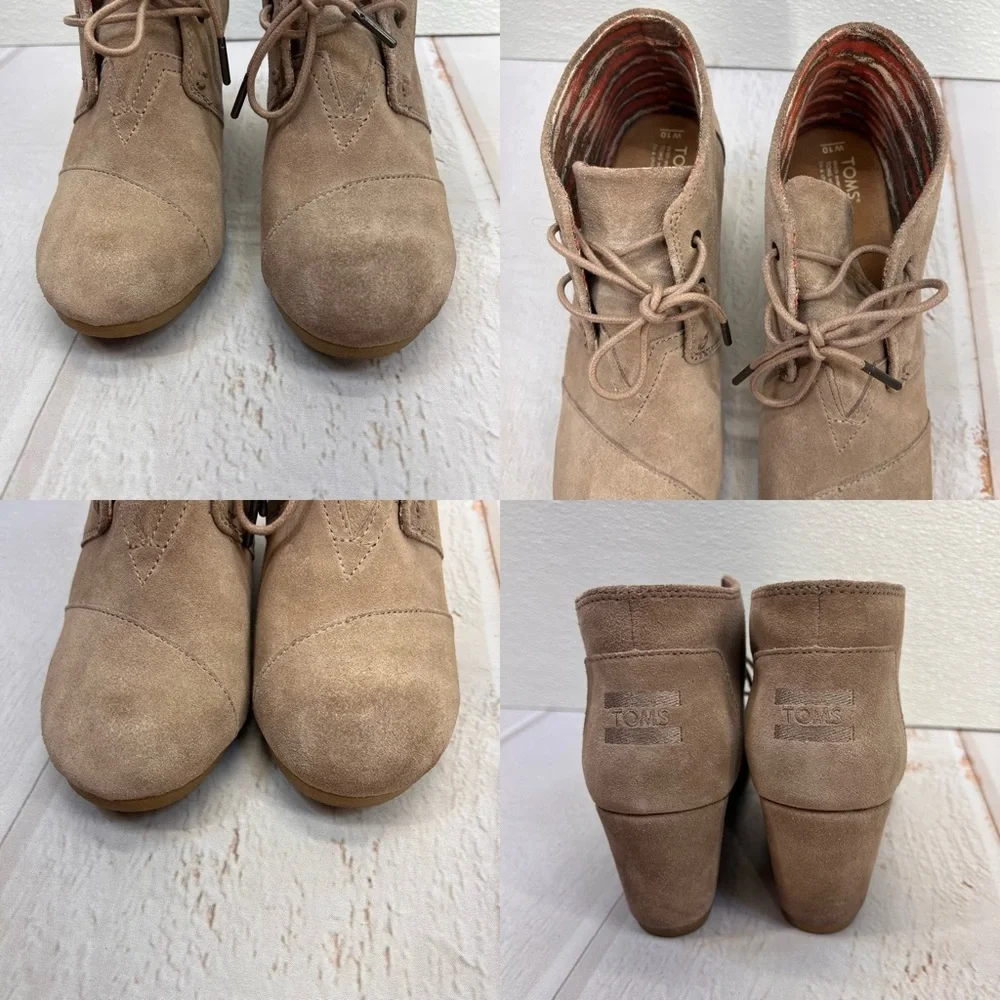 TOMS Women's Black Suede Desert Wedges SIZE‎ 10
